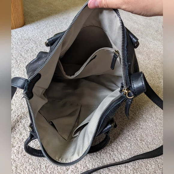 American Leather Co. Jamestown Black Double Top Handle Shoulder Crossbody Bag - Picture 5 of 16